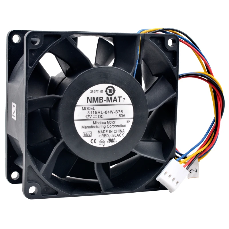 

3115RL-04W-B76 80mm fan 8cm 80x80x38mm DC12V 1.60A 4 lines High speed cooling fan for server case