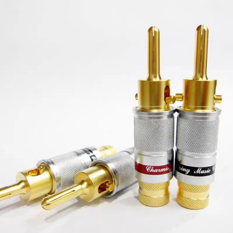 

1 set Luxury Copper 24K Gold CMC-0600-WF Plated Banana Plug Audio Connector Male Adapter Speaker Banana Binding Post Terminal re