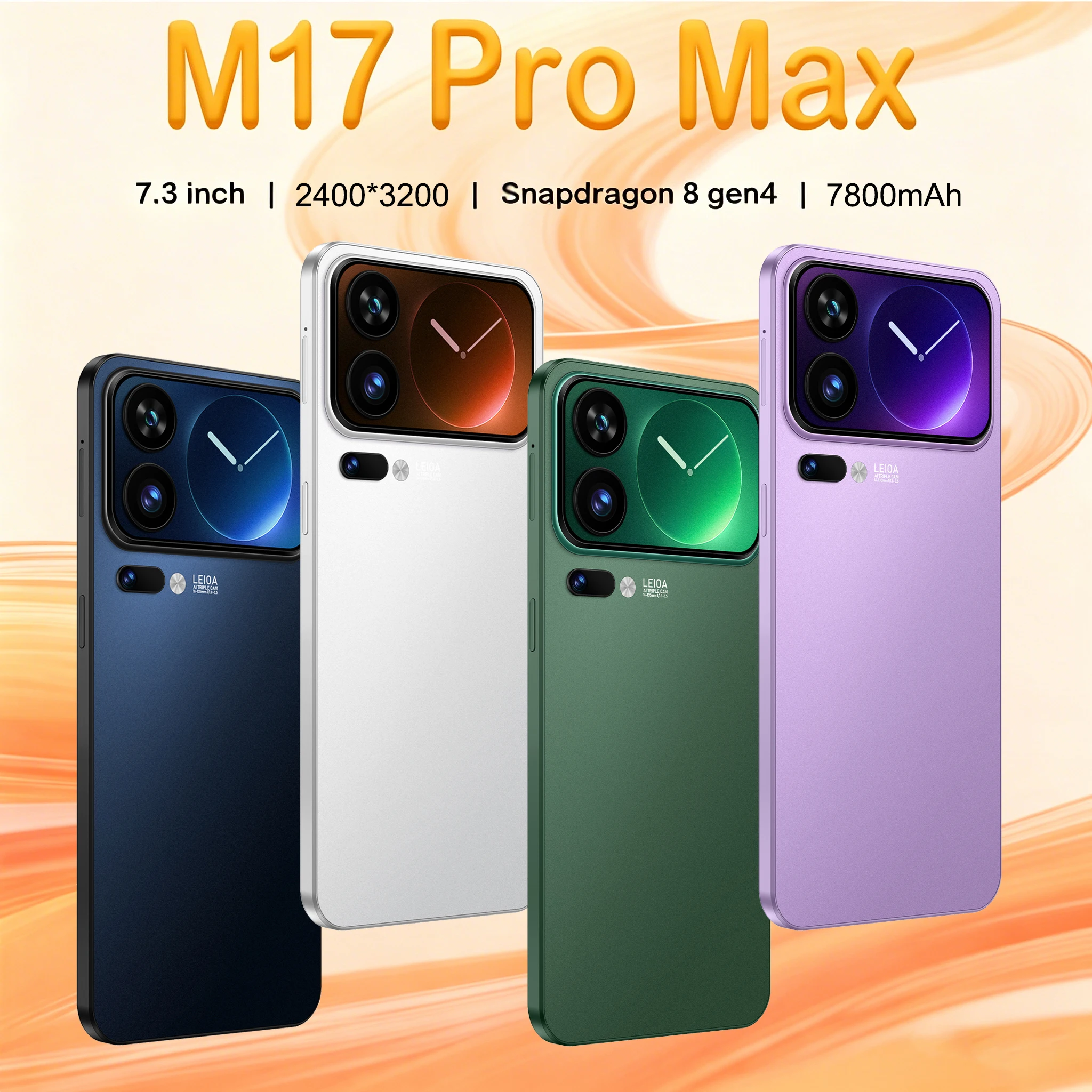 새로운 2026년형 고품질 M17 Pro Max 오리지널 인텔리전트 4G 5G 듀얼 카드 듀얼 스탠바이 시스템 글로벌 버전 7800mAh 배터리