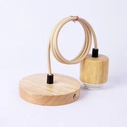 Natural Color E27 Hanging Lamp Holder Single-head Screw Socket Lampshade Base Lights Fixture Wooden Ceiling Lamp Base