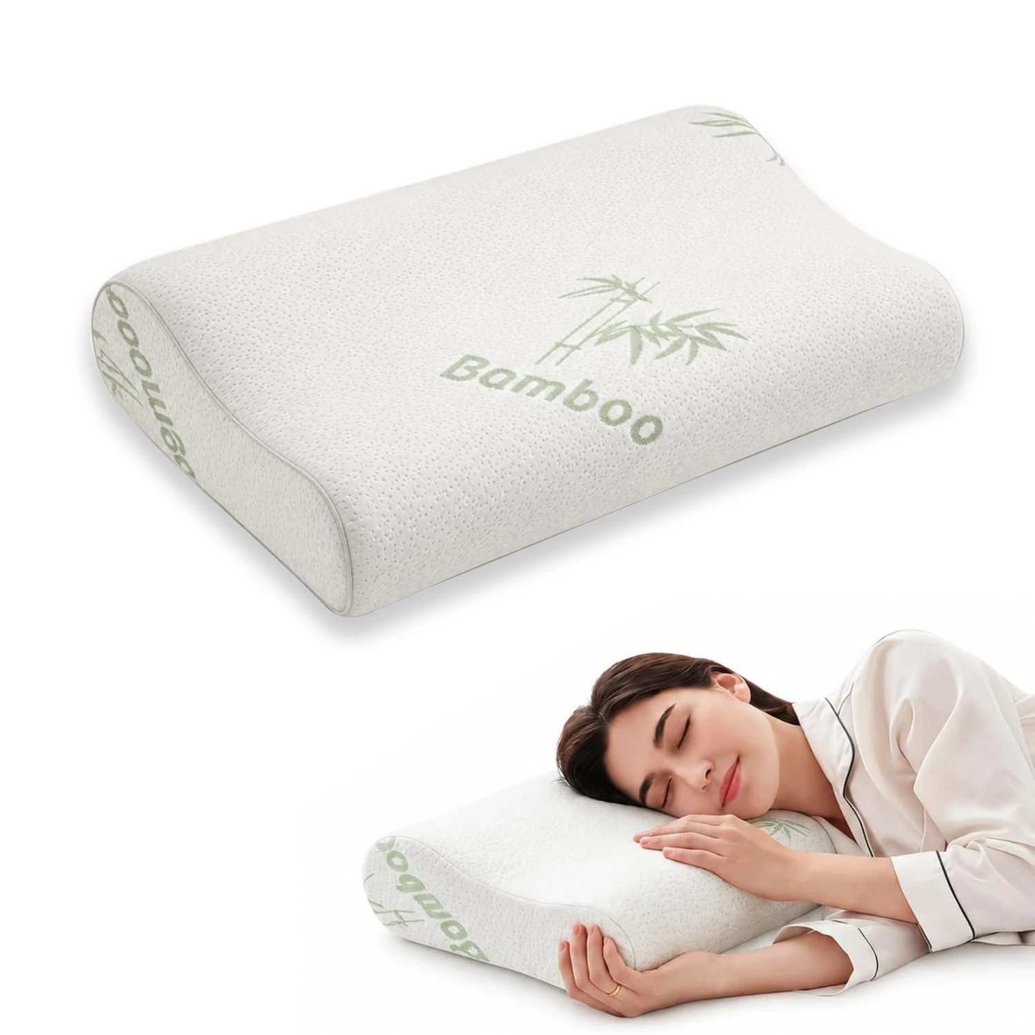 Bamboo Fiber Pillow Slow Rebound Health Care Memory Foam Pi…