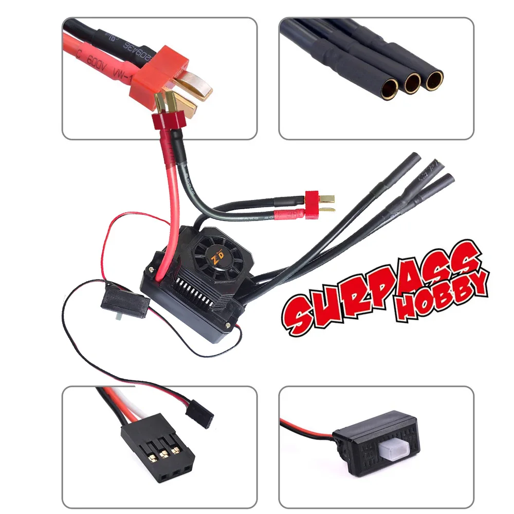 

SURPASS HOBBY 150A Brushless ESC Dual T Plug for ZD Racing EX-07 Speed Flat Sports Car