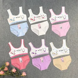 Cute Cartoon Rabbit Printing Girl Development Period Underwear Student Sports Vest Suit Girls Tube Top 8-16Y Training Bra Set