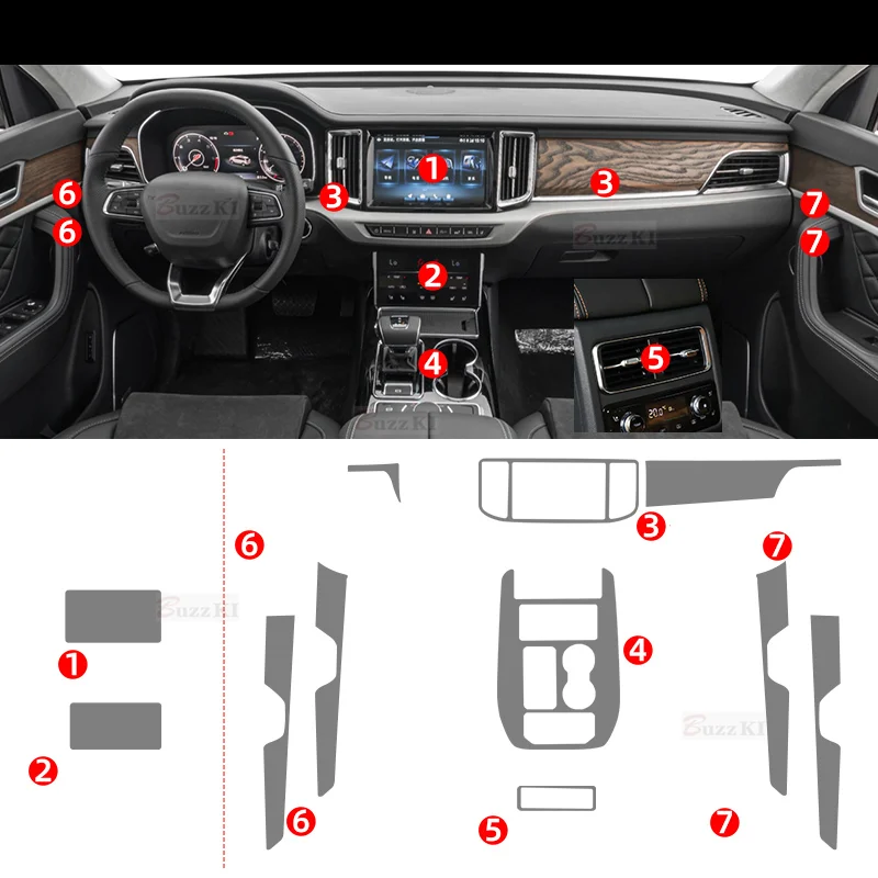 Voor Hongqi Hs7 2019-2022 H7 2017-2021 Tpu Transparante Film Auto Interieur Sticker Middenconsole Versnellingsbak Navigator Auto Accessoire