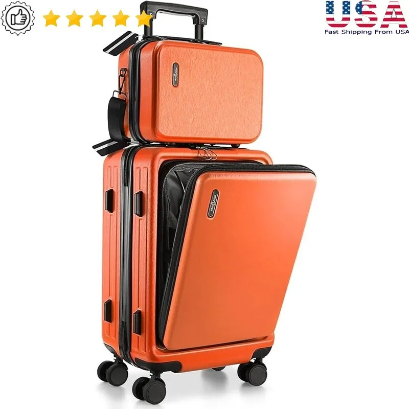 

Expandable Hard Shell Carry On Luggage W/ Spinner Wheels & Cosmetic Case New