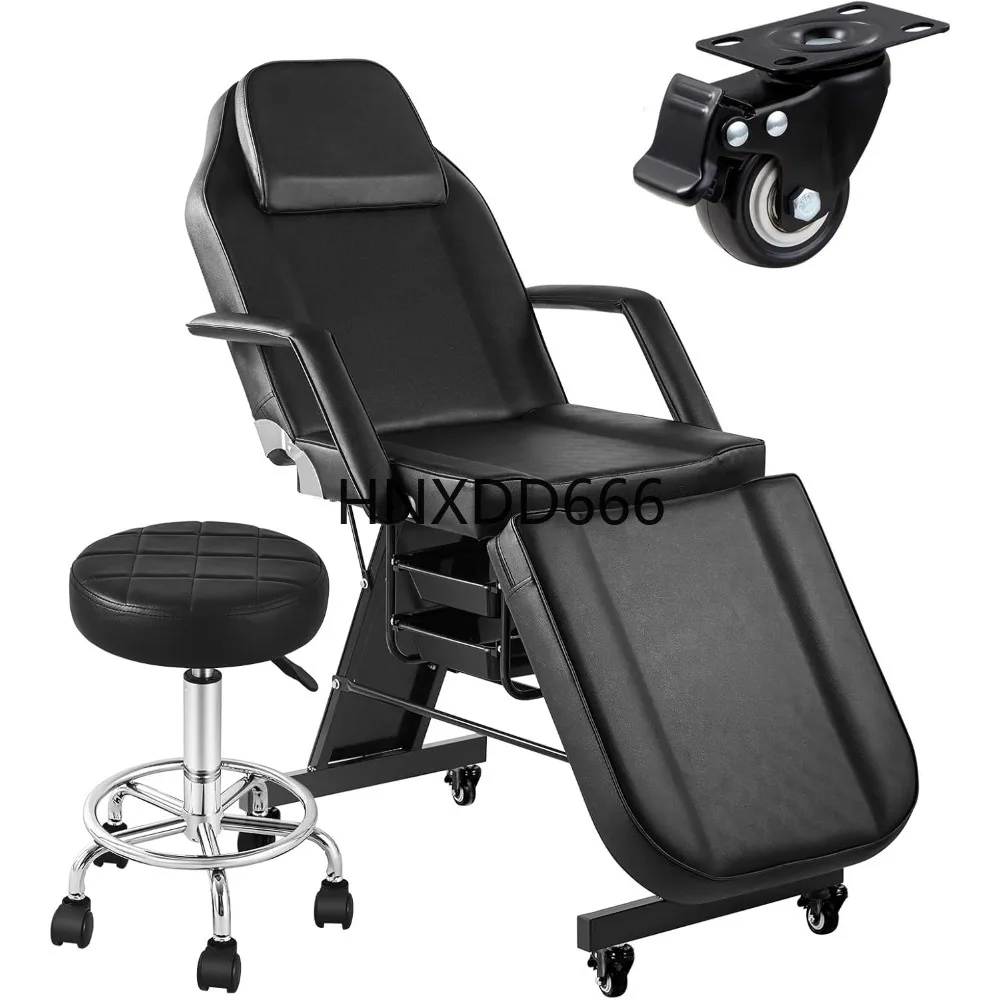 

Tattoo Chair with Salon Stool, Esthetician Bed Tattoo Table with Storage Basket, 360 Swivel Adjustable Facial Chair Bed