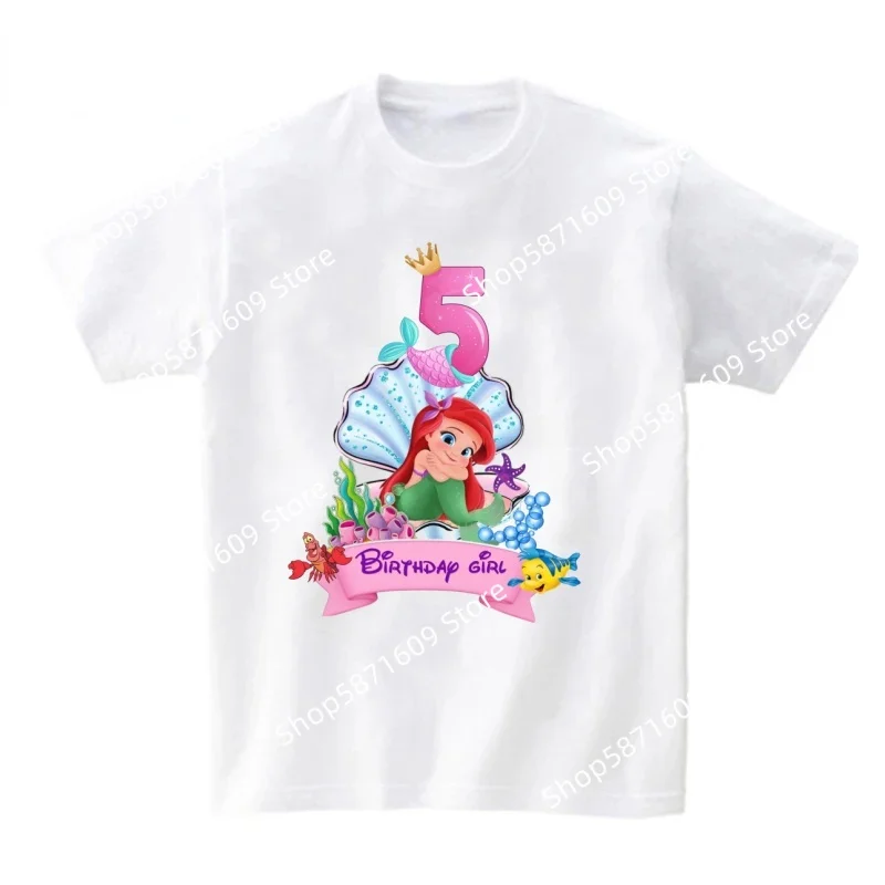 Beautiful Mermaid Girl Digital T-shirt Cute Short Sleeved Birthday Top for Women