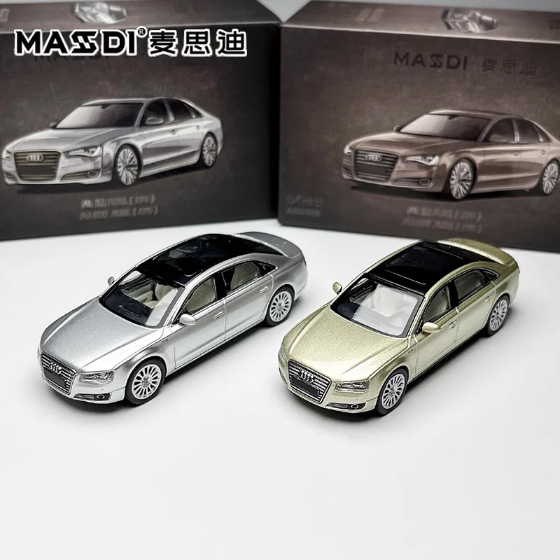 New Masdi 1:64 Audi A8l D4 2021 Simulation Alloy Miniature Diecasting Car Model Customized Toy Play Vehicle Collectible Ornament