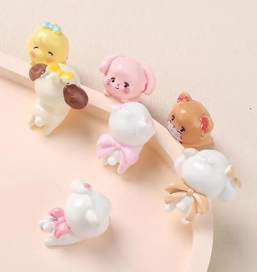 100pcs Cute Flatback Resin Kawaii Mini 3D Cartoon Animal Scrapbook DIY Decor Accessories Crafts