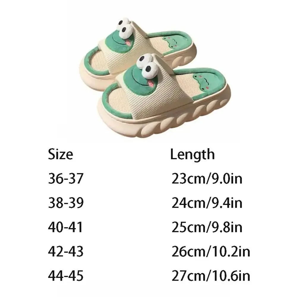 Cute Cartoon Frog Home pantofole di lino per quattro stagioni coppie Indoor antiscivolo suola spessa pantofole fresche resistenti all\'usura