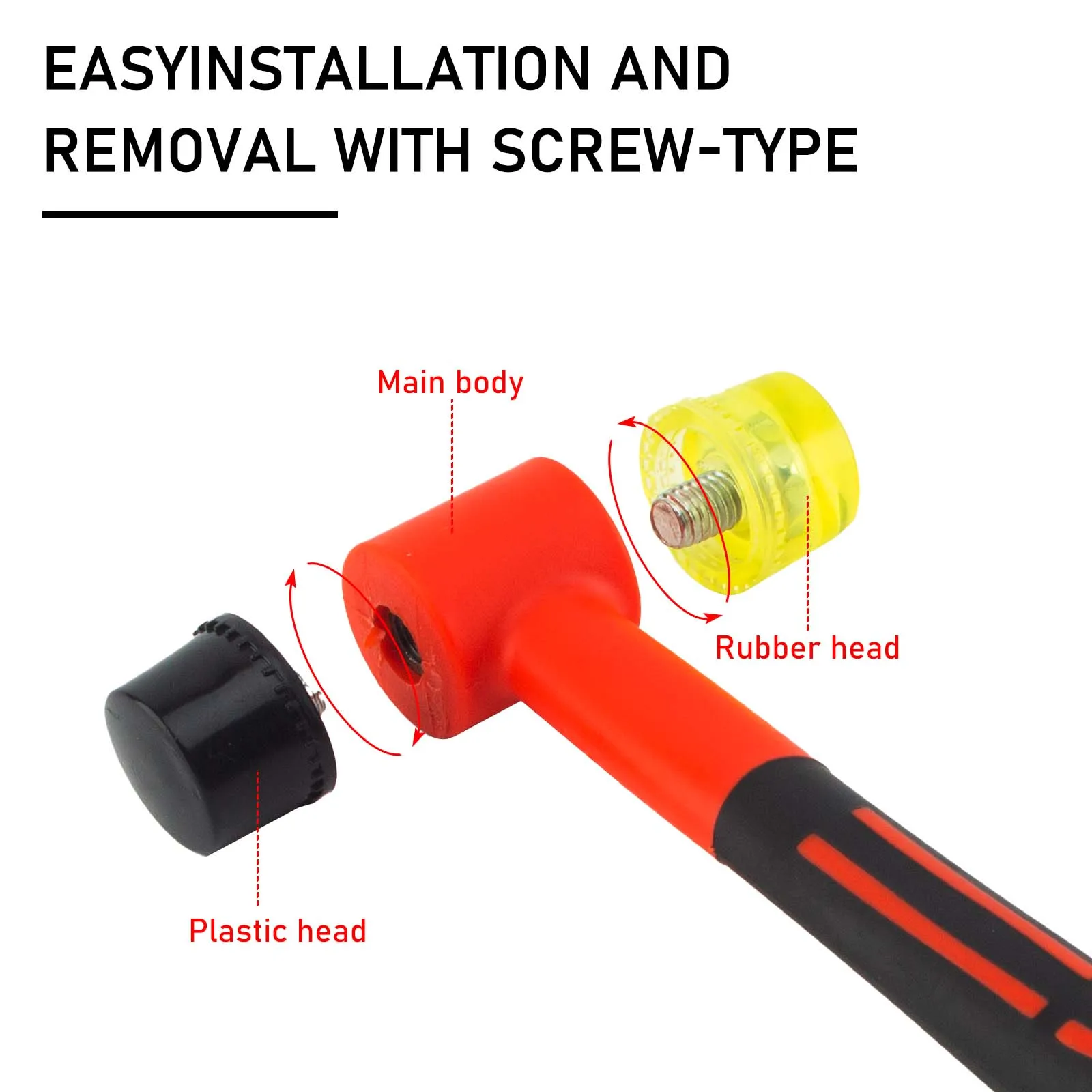 2pcs Versatile Soft Mallet Plastic Hammer Ergonomic Handle Rubber Hammer Soft Mallet Essential for Various Applications