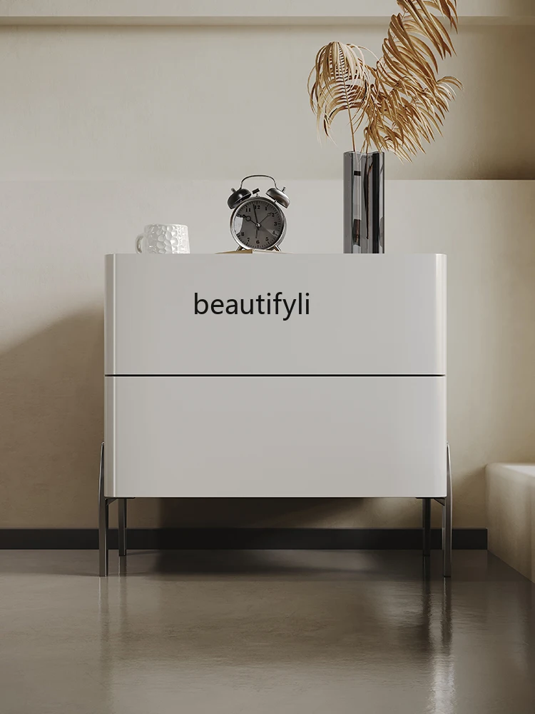 Bedroom Cream Style Italian Bedside Table Small Bedside Cabinet Modern Simple New Light Luxury High Sense Chest of Drawer