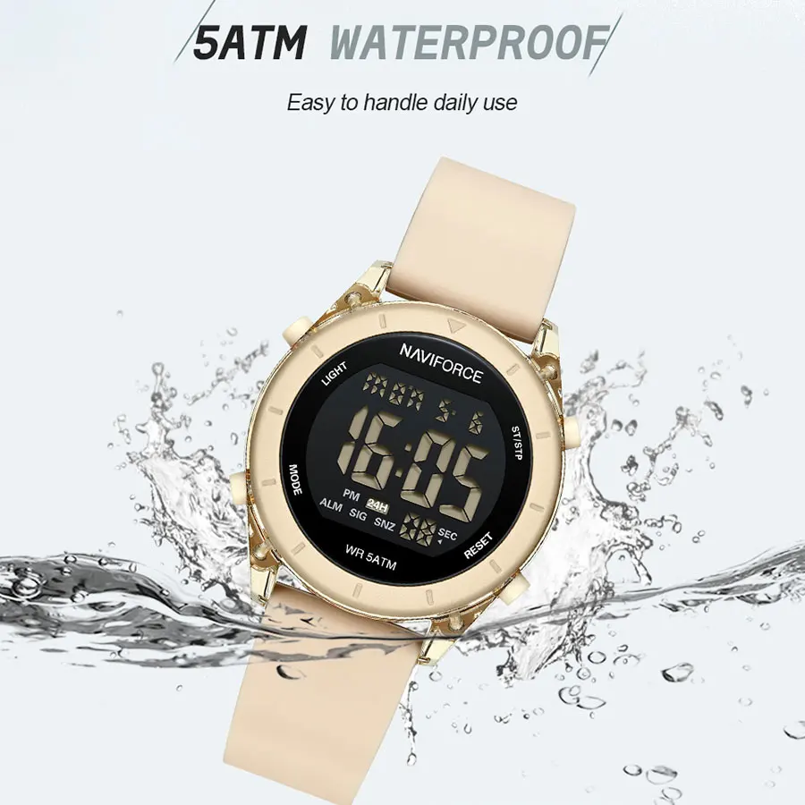 NAVIFORCE Electronic Sports Watch For Woman Outdoor Muilti-Function Digital Watches Waterproof Wristwatch For Women Students