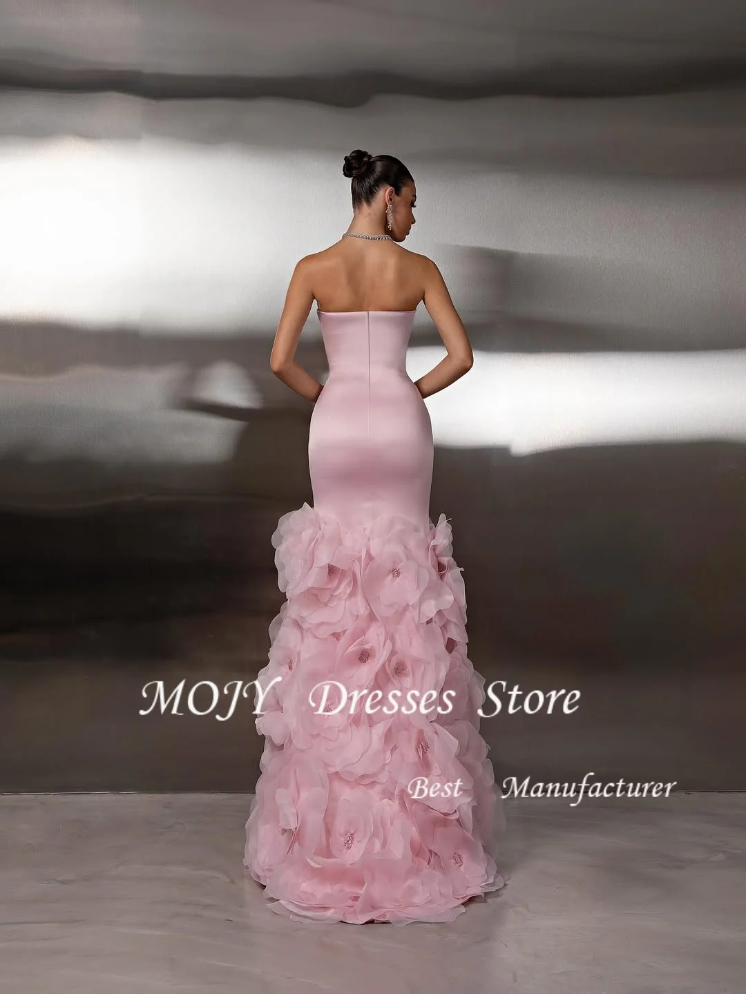 Mojy Индивидуальные изысканные платья ручной работы с цветочной складкой Русалка на тонких бретельках Длинные платья на заказ Сексуальные платья для особых случаев