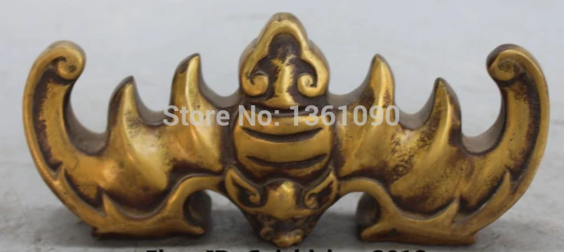 

Chinese China Feng Shui Bronze Auspicious Fu Bat Pen shelf Penholder Statue