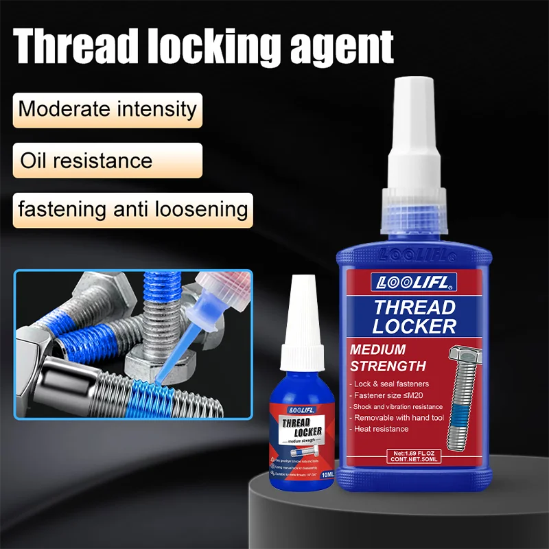 Adhésif de verrouillage du filetage – empêche l'afroulement des vis, très adapté aux équipements industriels, aux pièces automobiles et aux quincailleries domestiques.