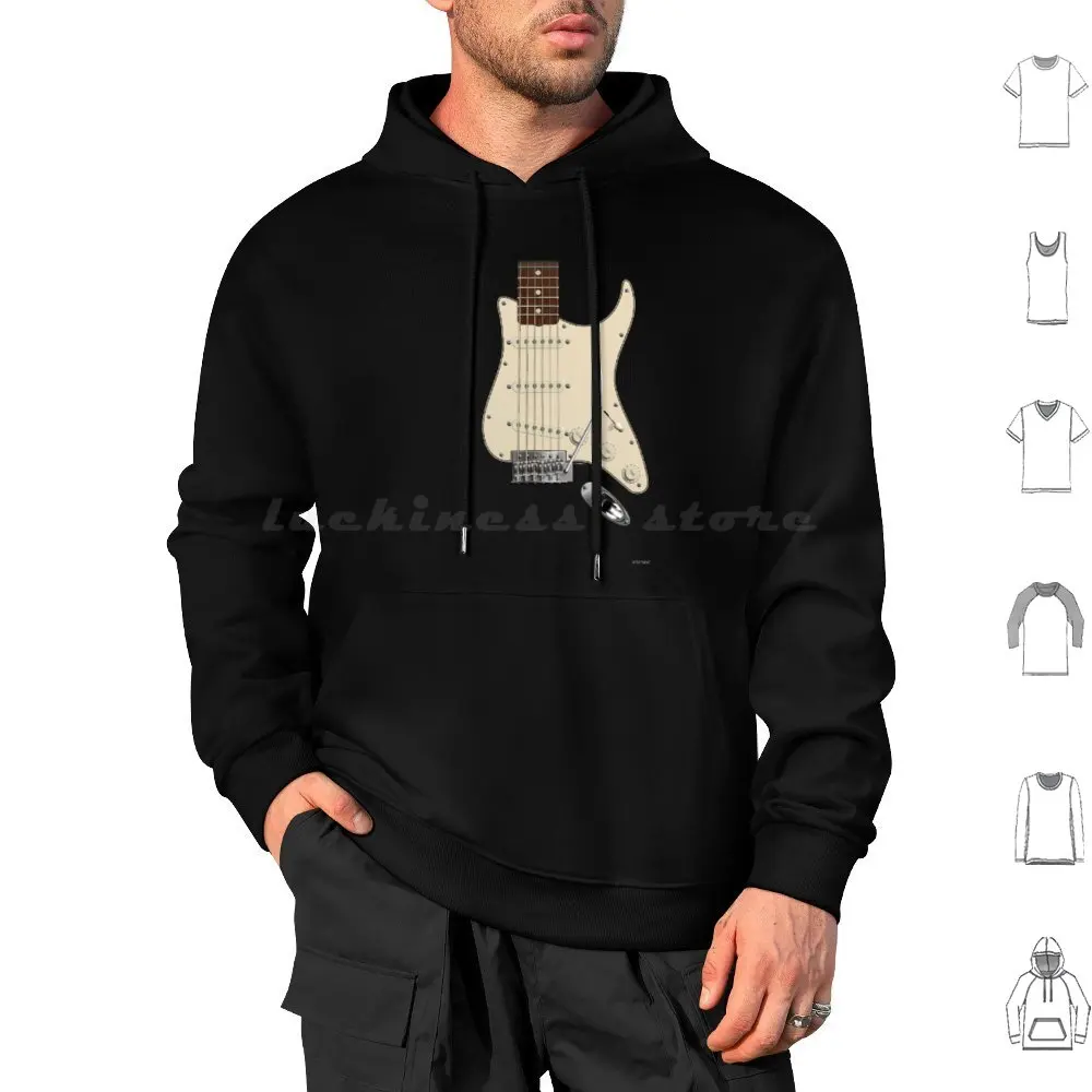 Strat Style Guitar Digital Illustration Hoodie cotton Long Sleeve Strat Stratocaster Tele T Style Telecaster Guitar