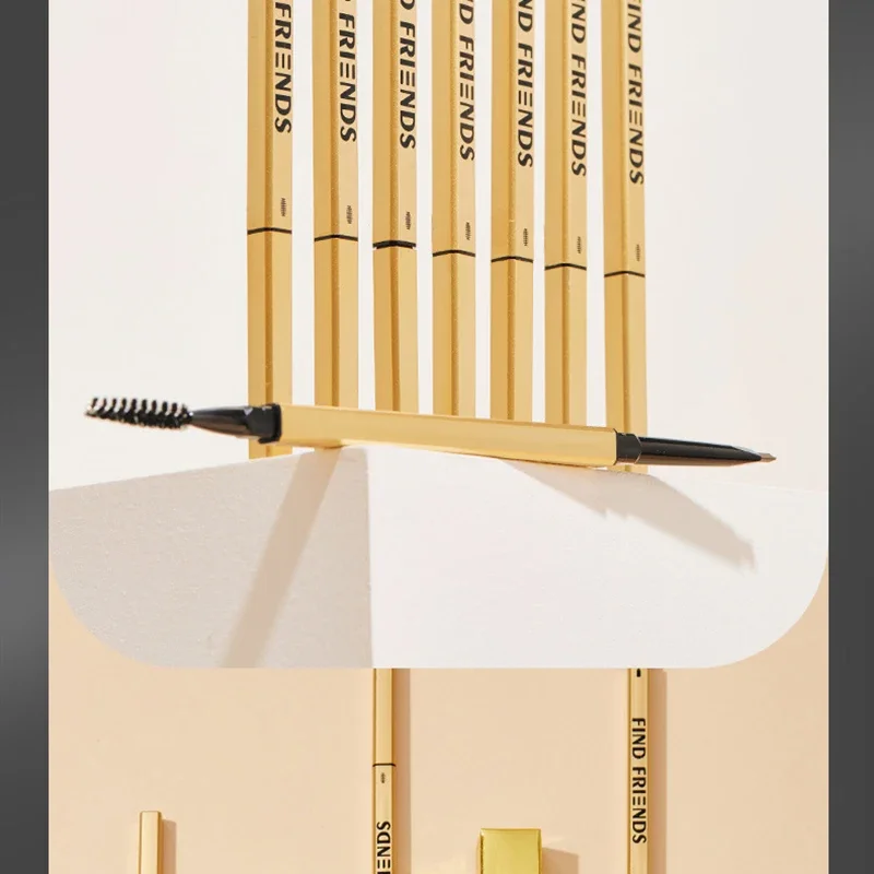 5/6 stücke Goldene Bar Augenbraue Bleistift Doppel Enden Augenbraue Stift 16 cm Schlanke Langlebige Dreieck Spitze Schweiß-proof Gel Make-Up Kosmetik