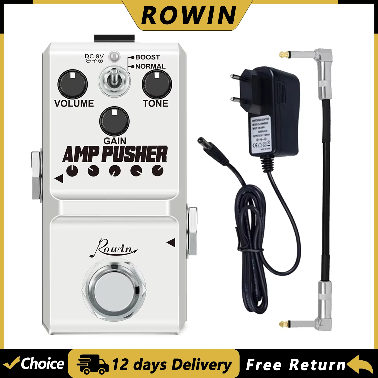 

ROWIN LN-323 AMP PUSHER Pedal Guitar Overdrive Effect Pedal Ture Bypass Mini Pedal Full Metal Case Electric Guitar Parts