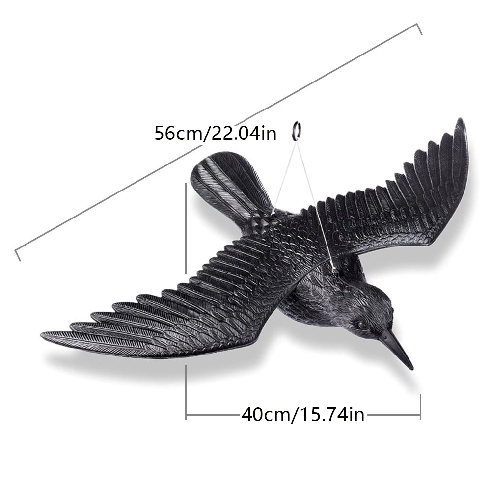 Plastic Black Flying Raven Falcon Hunting Decoy Bird Deterrent Scarecrow Repellent view 5