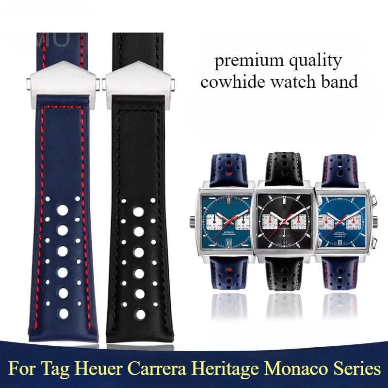 Gelang jam tangan gesper lipat Fitting tanpa kelim asli 22mm untuk tali tahan air Heuer Carrera Heritage Monaco