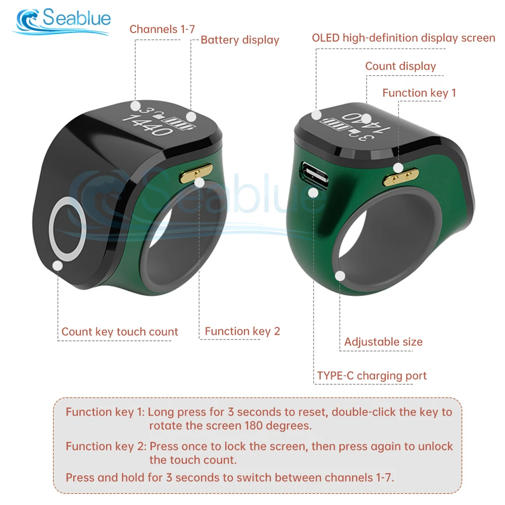 Imagem -04 - Oled Digital Handheld Counter com Power Display Tela de Toque Impermeável Número Dedo Clique Contador 049 em Cores