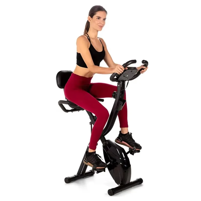 Folding Exercise Bike 10-Level Adjustable Magnetic Resistance Recumbent Foldable Stationary Bike for Home Use