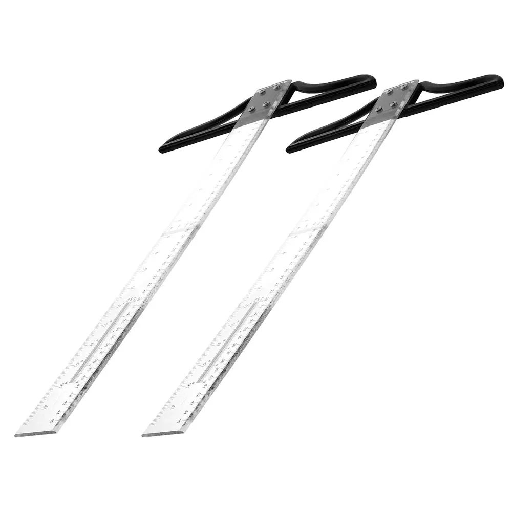 2Pcs Measuring Ruler 18 Inch Precision Marking Tool Acrylic ABS T Ruler Lightweight Portable for Drafting Measurement
