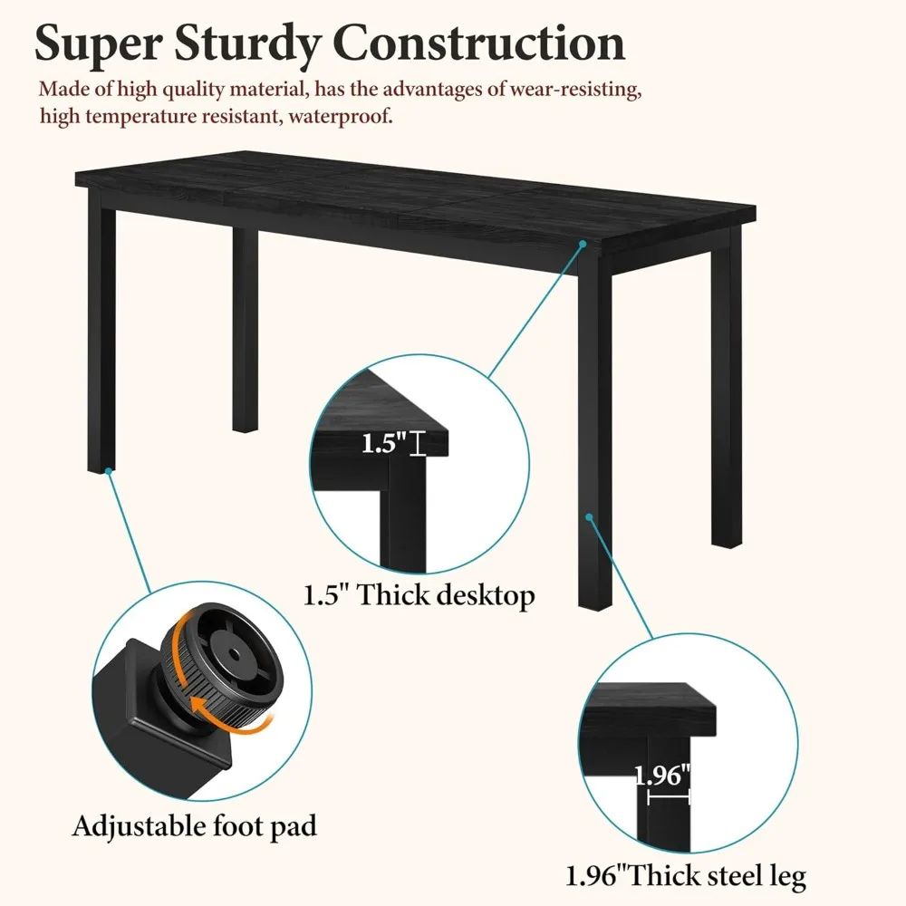 63 Inch Long Computer Desk, Home Office Desk, Modern Table for 2 Person Kids Student Gaming Computer Desk, Simple Office Table f