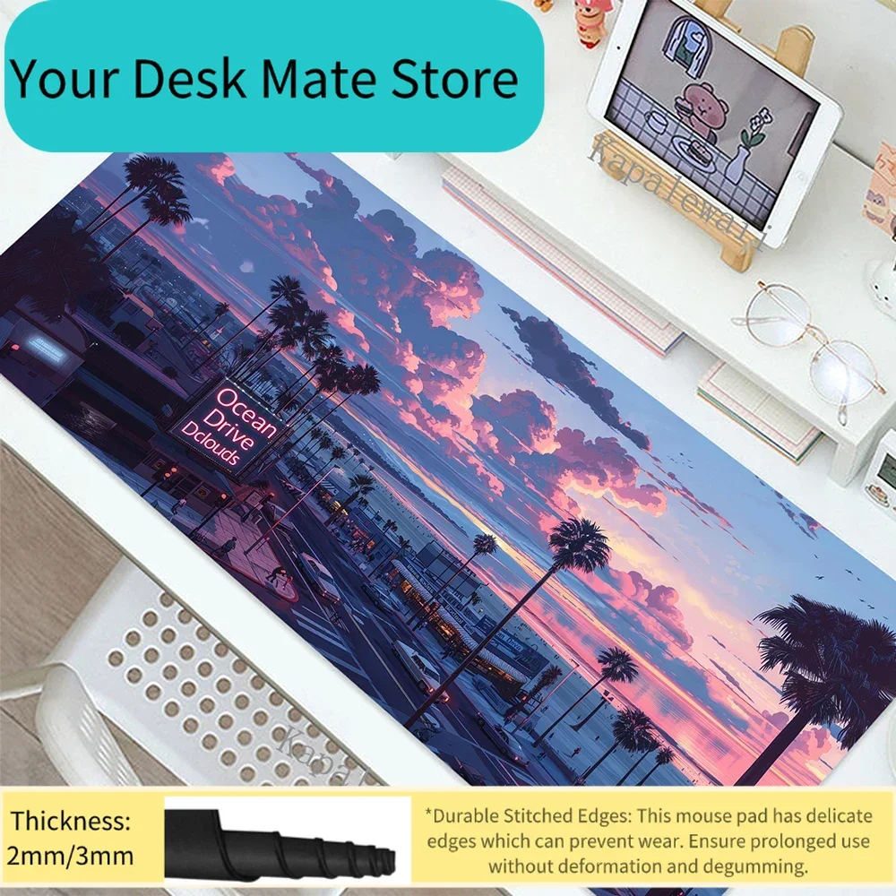 

Pixel Art Gaming MousePad California Coastal Sunset Extended Gaming Mouse Pad Retro Vibe Desk Mat Non-Slip Keyboard Pad