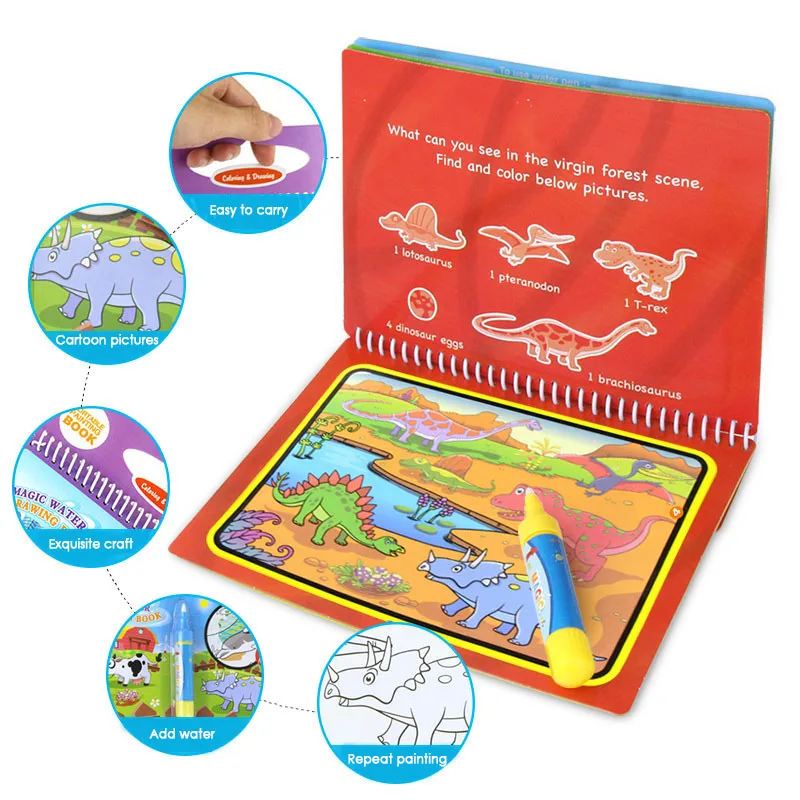 Coolplay-Water Drawing Book for Kids, Coloring Book, Painting Board, Doodle Book, Brinquedos Educativos, Xmas Gifts