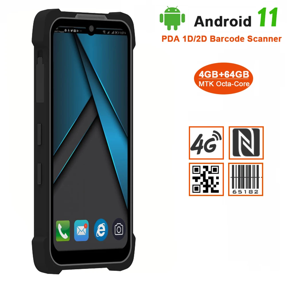 Android 11 Rugged PDA 4GB+64GB 2D Barcode Scanner 4G WiFi GPS NFC Warehouse Handheld Data Collector Terminal RM5