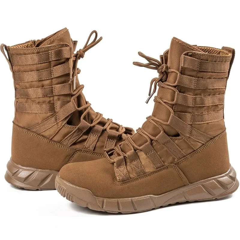 Botas de combate para hombre, botines de entrenamiento ligeros, color verde, marrón, desierto, senderismo, táctico