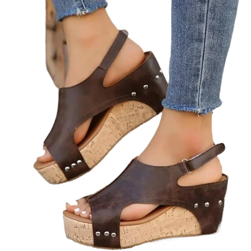 

Plus Size Women's Peep Toe Platform Wedge Sandals New Fashion Dress High Heel Shoes for Women Outdoor Causal Sandalias De Mujer