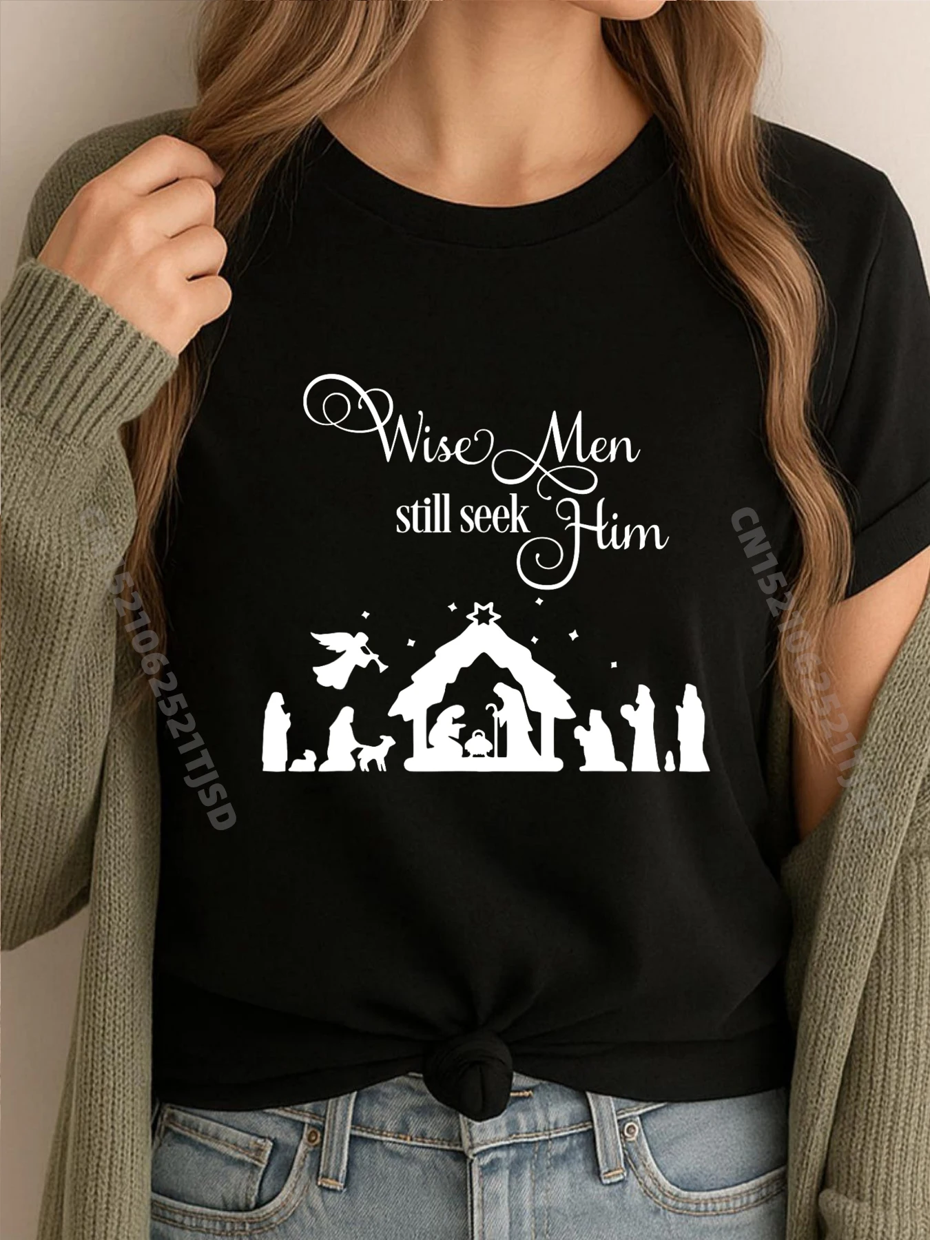

Wise Woman Still Seek Him Christian Christmas Jesus Cute Oversized T Shirt Autumn Oversize Man Tops T Shirt Washed