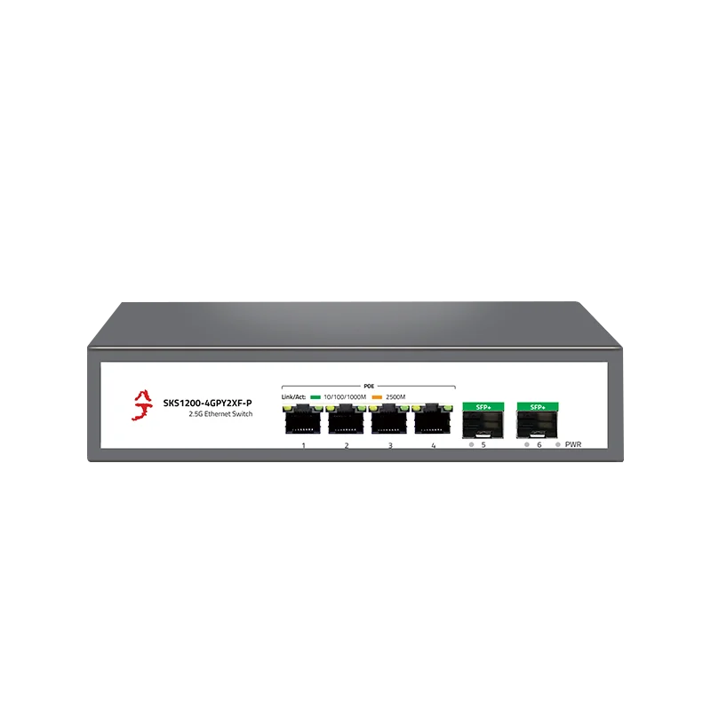 XikeStor 6-Port Unmanaged POE Ethernet Network 2.5G RJ45 Ports 10G SFP+ Slots  Fanless Plug and Play