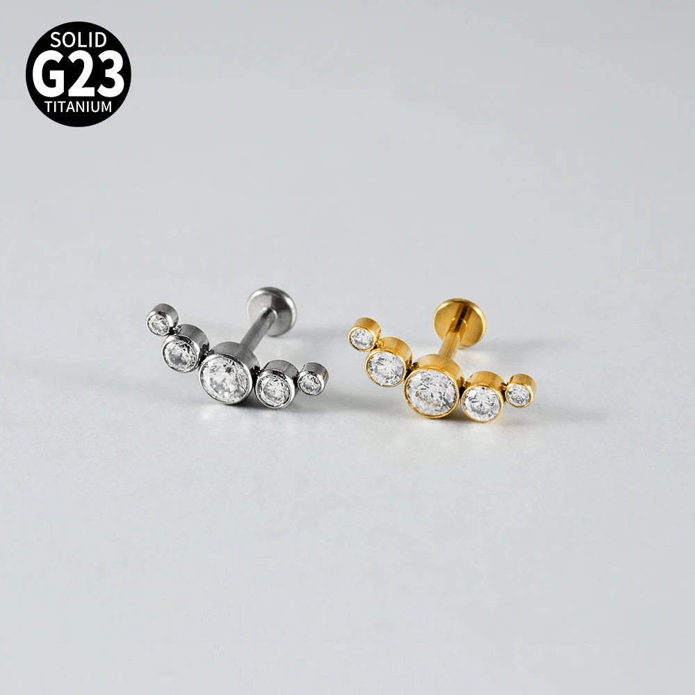 1 Stück Halbmond-Ohrring mit vielen Zirkonia-Steinen, 16G G23 Implantat-Titan, CZ-Pavé, flache Rückseite, für Knorpel, Tragus, Conch, Rook – Detail 4