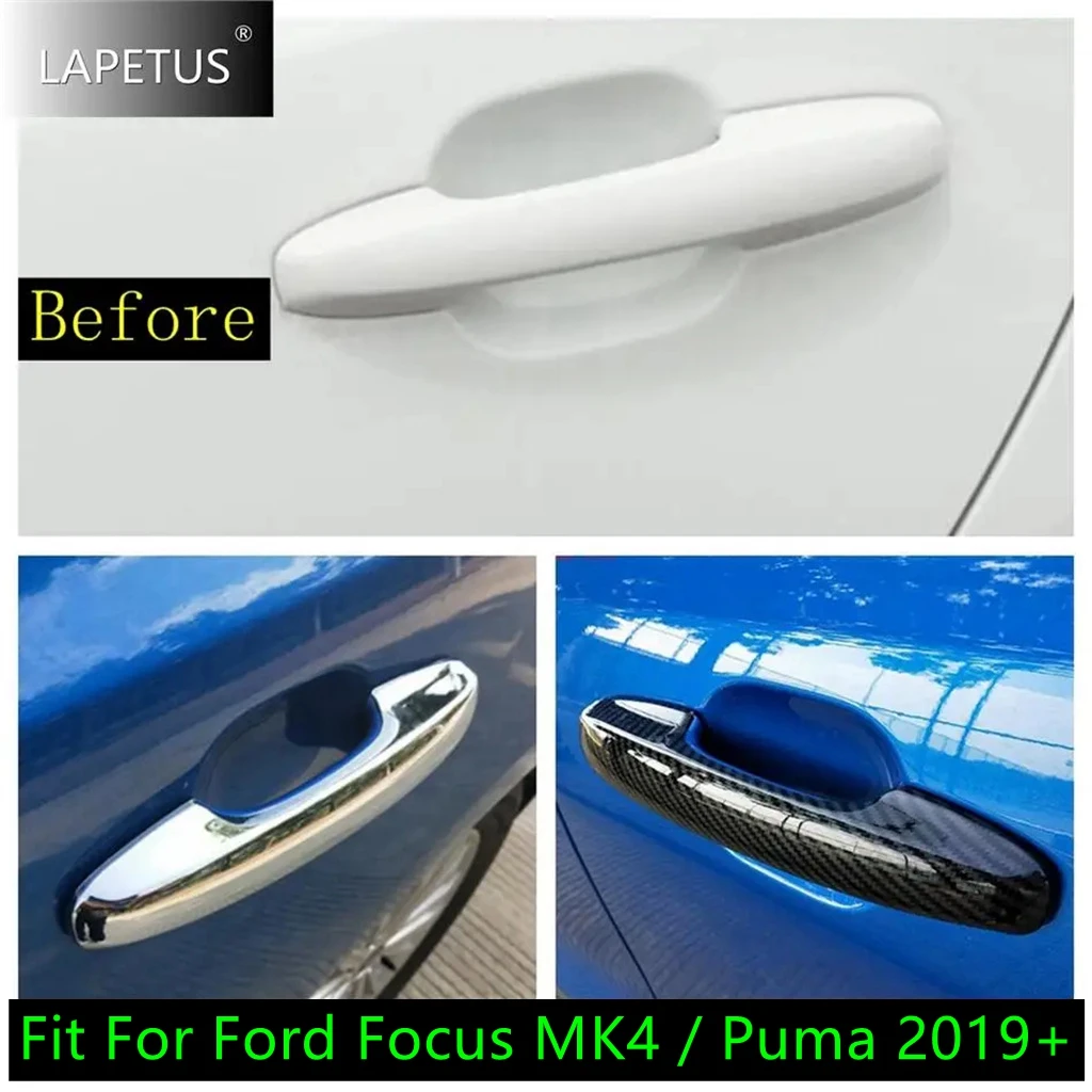 Chrome / Carbon Fiber Door Pull Doorknob Handle Catch Decor Cover Trim Kit Fit For Ford Focus MK4 / Puma - 2024Car Accessories