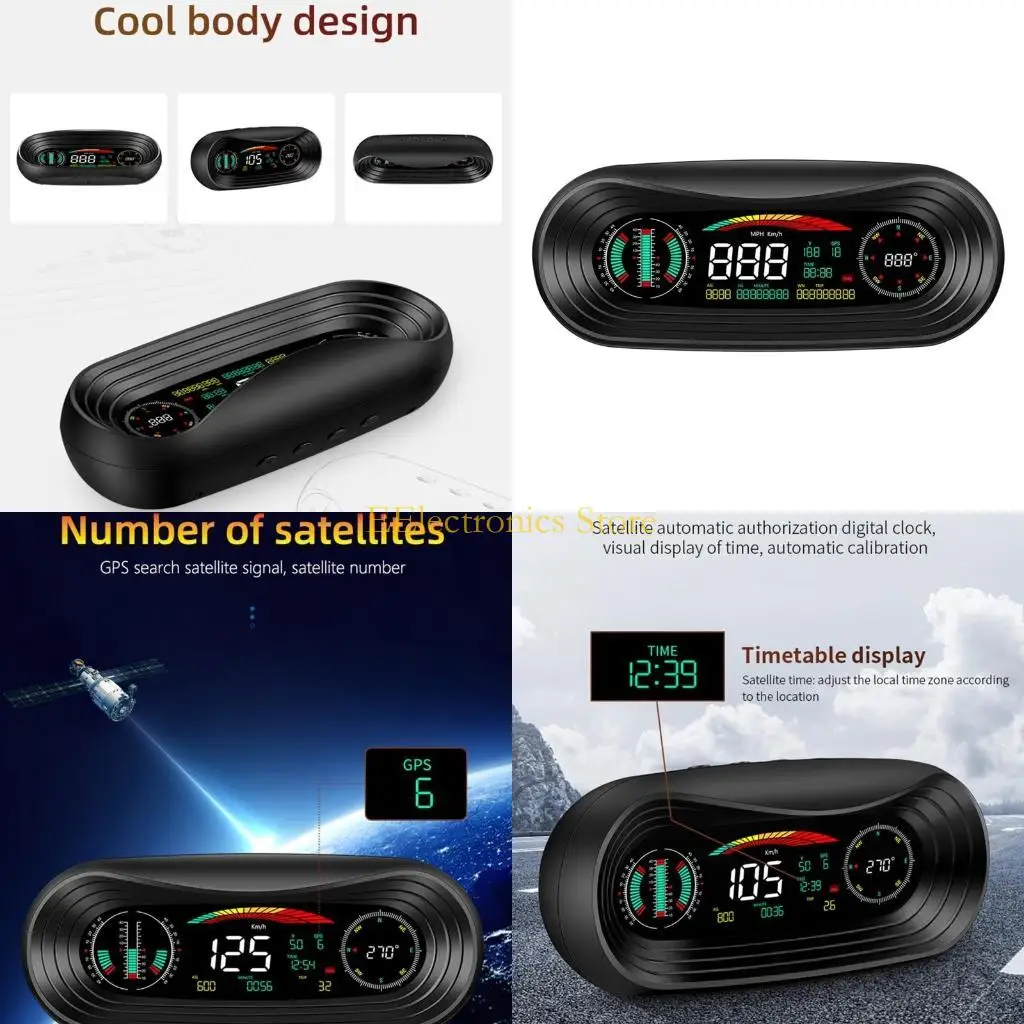 

B03C Universal Car HUD для головки дисплея Digital GPS -спидометр со скоростью Speed ​​Projector Overspeed Shistive для
