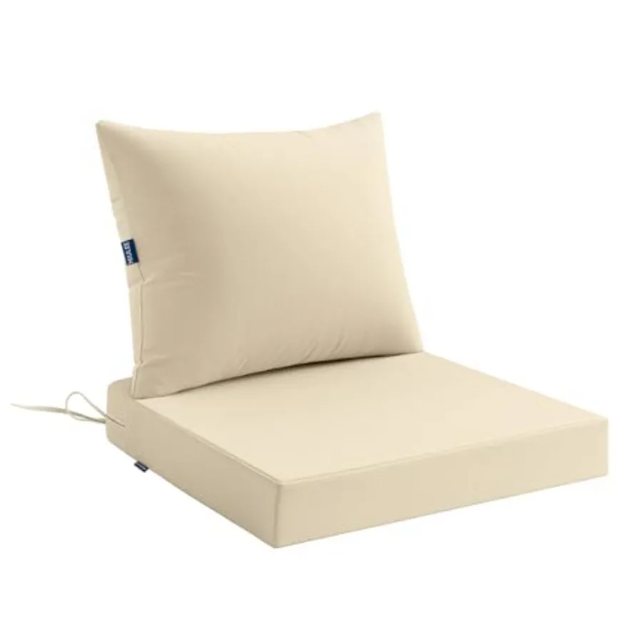 

Комплект уличных подушек для сидений из льняной ткани с текстурой, водонепроницаемые, с сохранением цвета, для сидений и спинок, с завязками, нескользящие, для патио