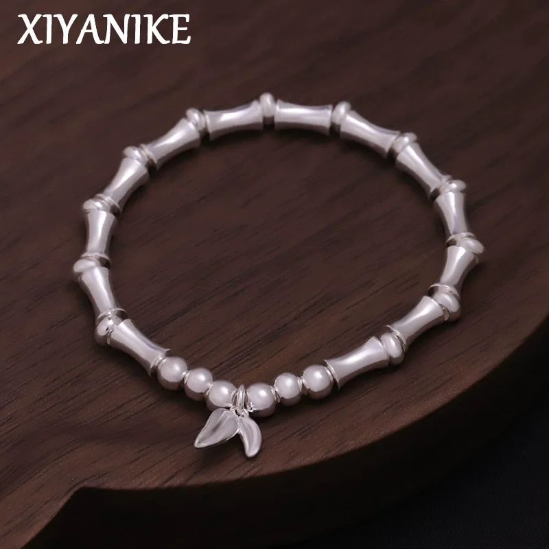 

XIYANIKE Bamboo Joint Leaves Elastic Bracelet For Women Girl Fashion New Jewelry Gift Party Daily pulseras mujer