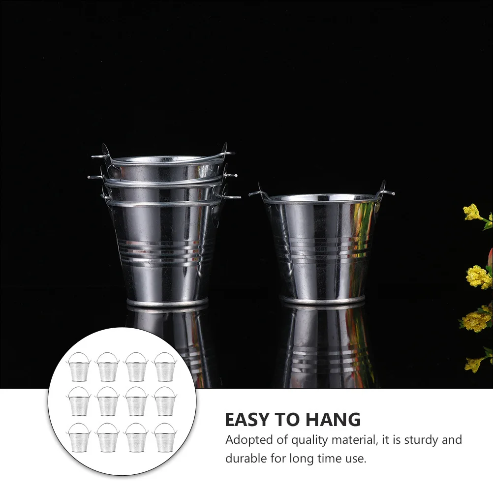 

12pcs Mini Iron Buckets Set Small Metal Tin Pails With Handles For Party Wedding Decoration Plant Flower Pot Storage Organizer