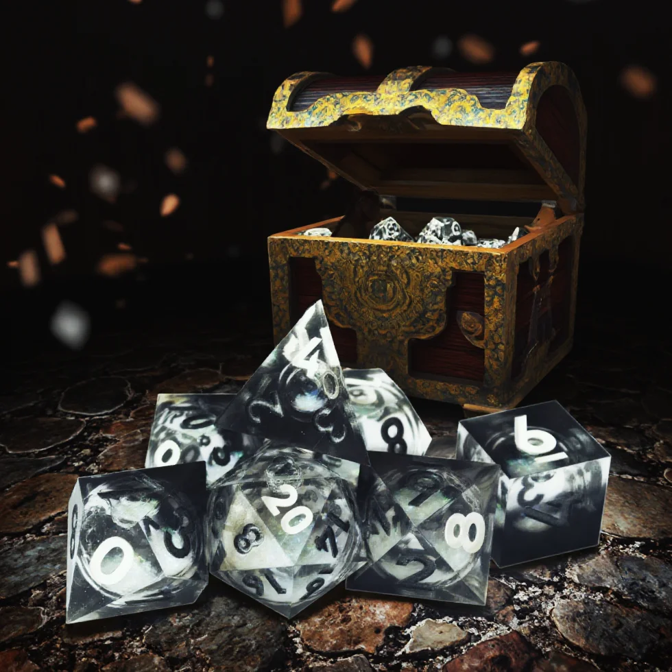 

MINI PLANET черный прозрачный набор кубиков с жидким сердечником, набор кубиков ручной работы из смолы для TRPG Dungeons & Dragons, настольная игра, наборы кубиков DND, подарок