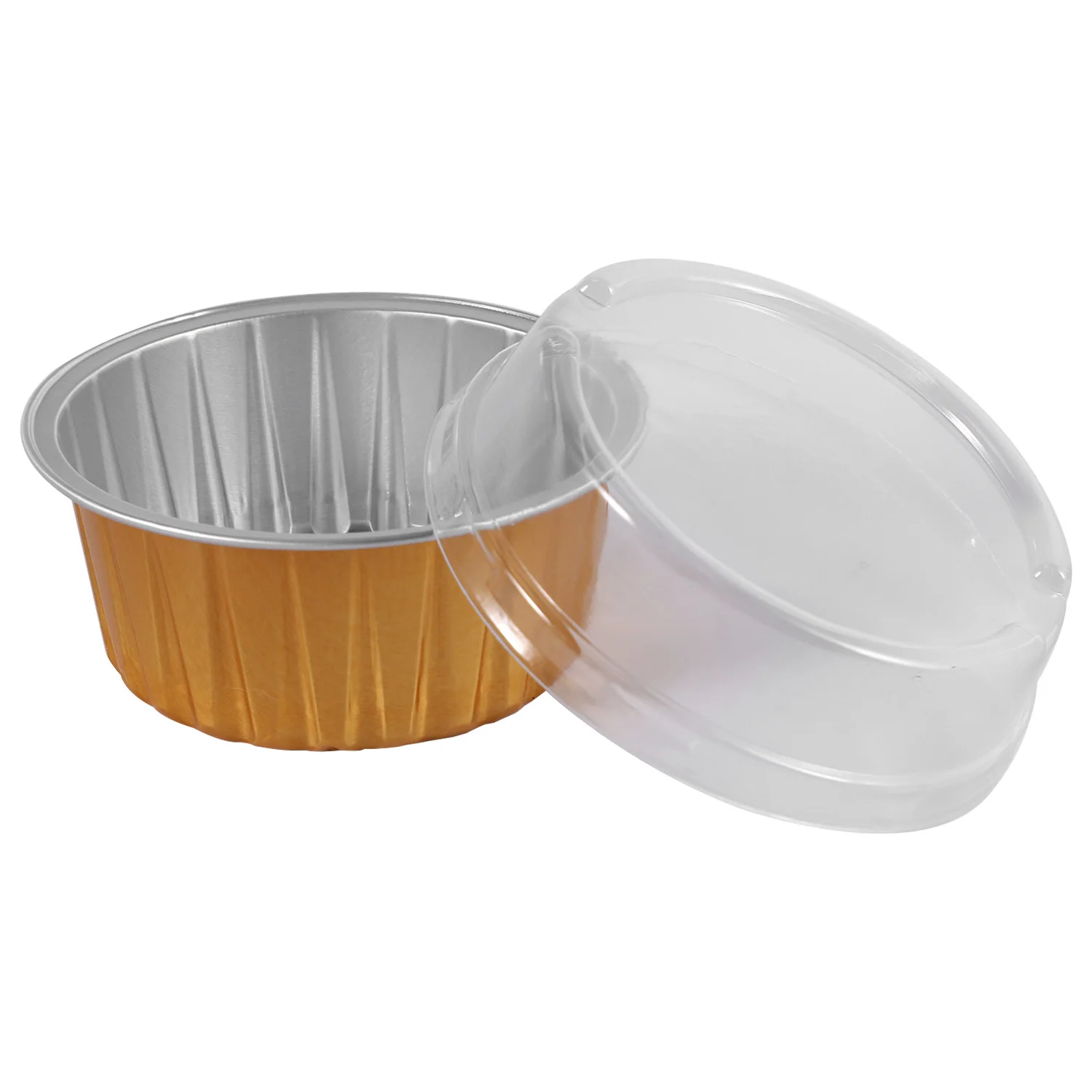 Tazas para hornear de papel de aluminio desechables cualitativas, 100 Uds., crema brulée, postre, forma ovalada, tazas para magdalenas con tapas, herramientas para pasteles y huevos