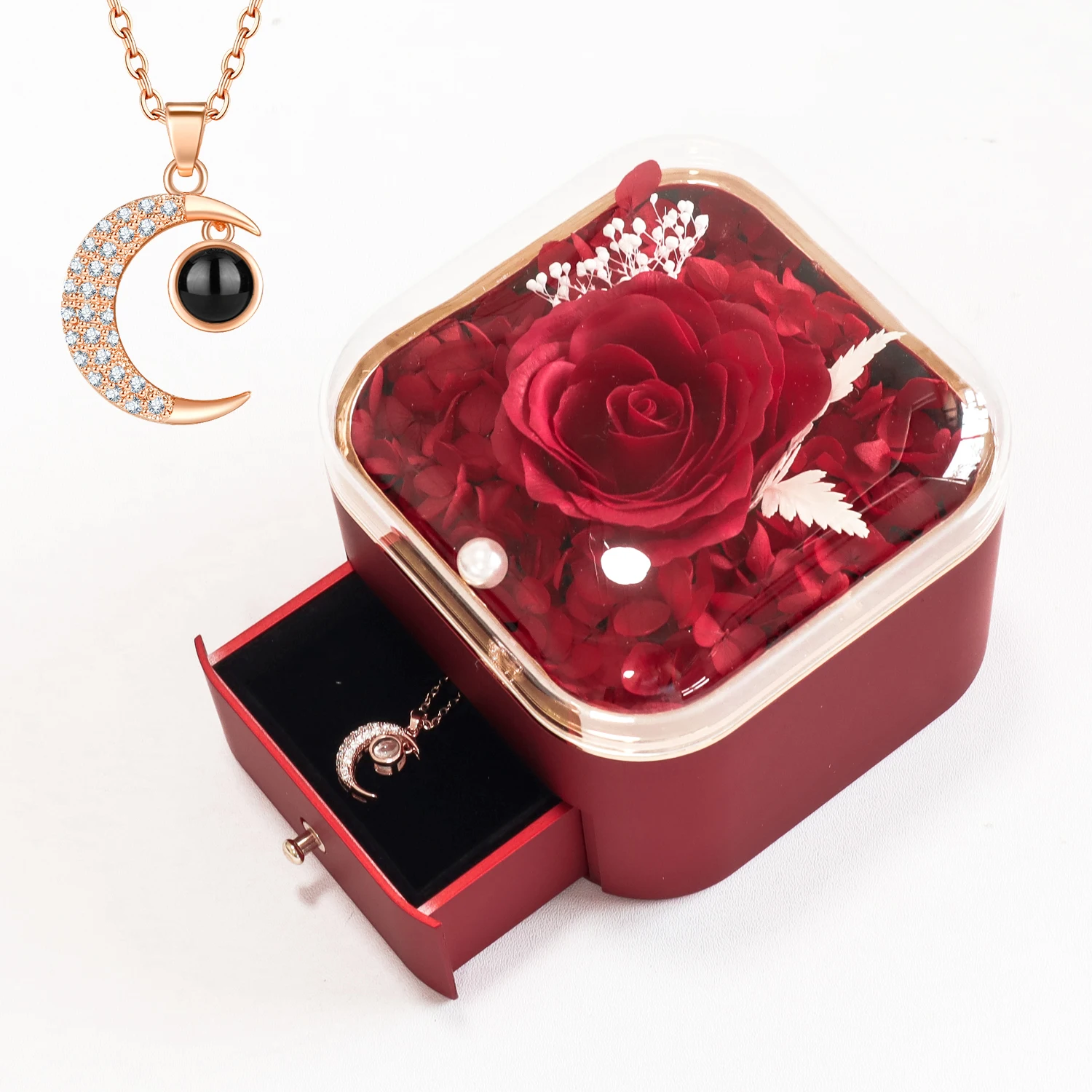 

Eternal Life Flower Garden Jewelry Box with Necklace Set Gift Box Birthday Valentine's Day Mother's Day gift