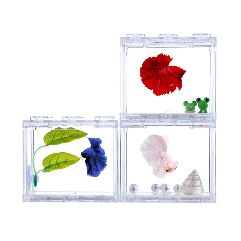 Aquarium Fish Tank Building Blocks, Superimposed Desktop Aquarium, 6 Ventilation Holes, Small Size