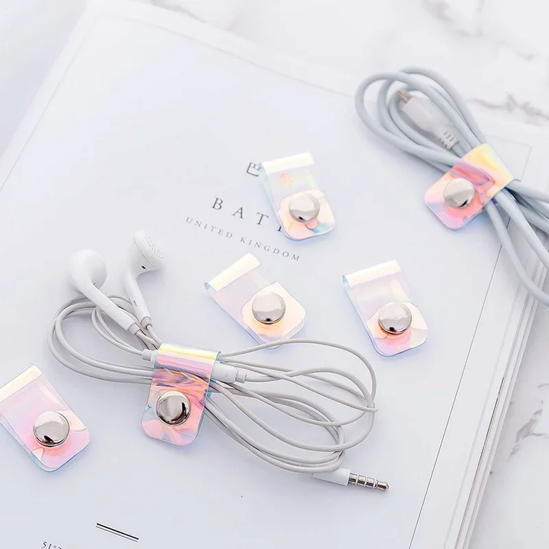 Portable Earphone Data Cable Storage Buckle Organizer, 4Pcs Universal Line Storage Clip Desk Organizer Winder