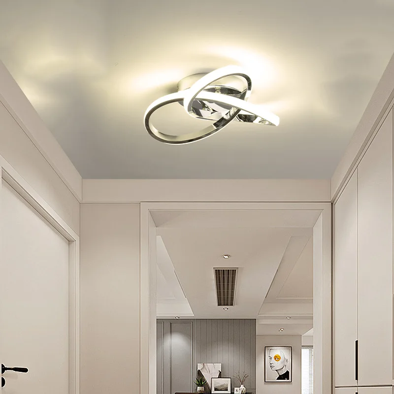 

Современный светодиодный потолочный светильник, серебряная металлическая текстура, дизайн линии клевера, подходит для спальни, прихожей, кухни, входных светильников