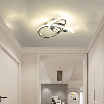現代LED吸頂燈,銀色金屬質感,三葉草線條設計,適用於臥室、走廊、廚房、入口照明燈具 10 最佳銷售 銀色吸頂燈 - №3
