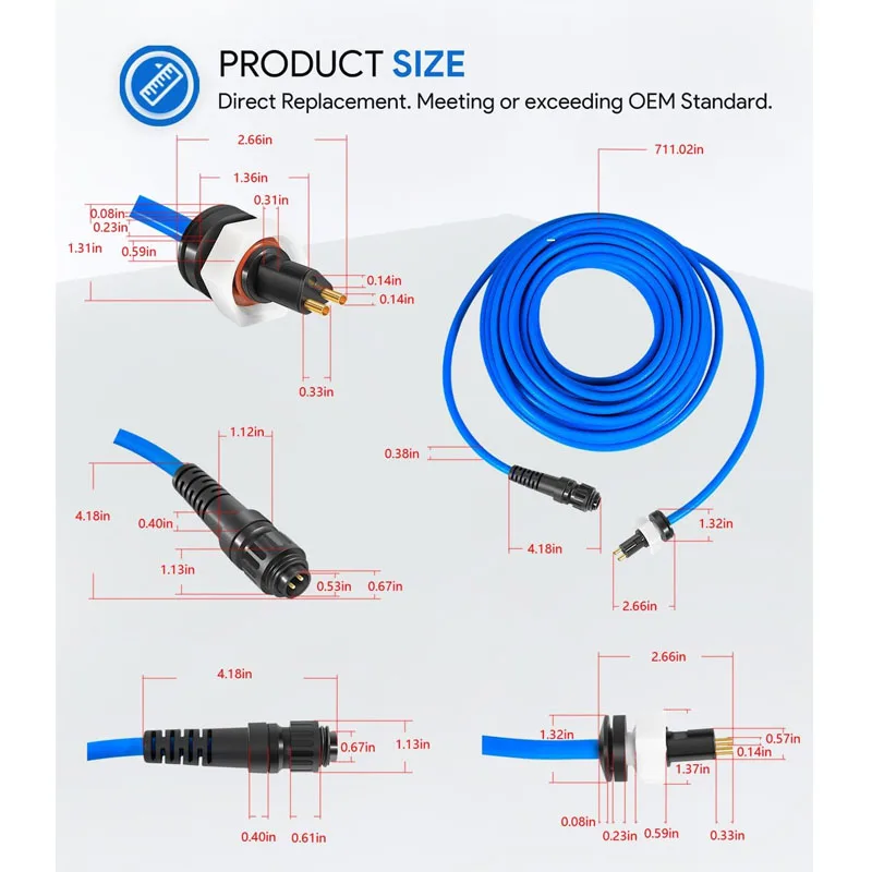 99958903-DIY 2-Wire 60FT/18M Cable Fits for Dolphin Pool Cleaner S200, Active 20, Triton PS, Discovery, Quantum